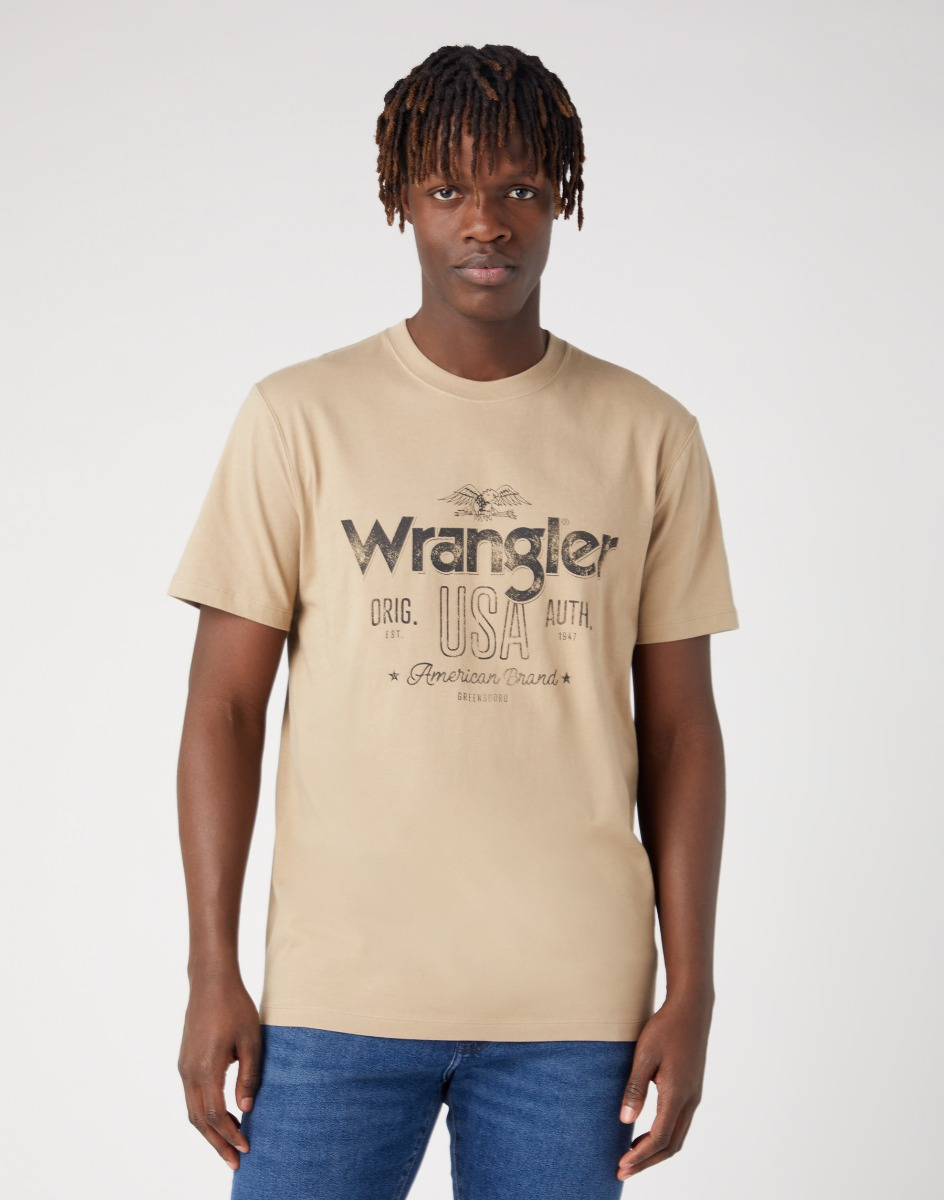 T-shirt męski Wrangler khaki z nadrukiem main product photo